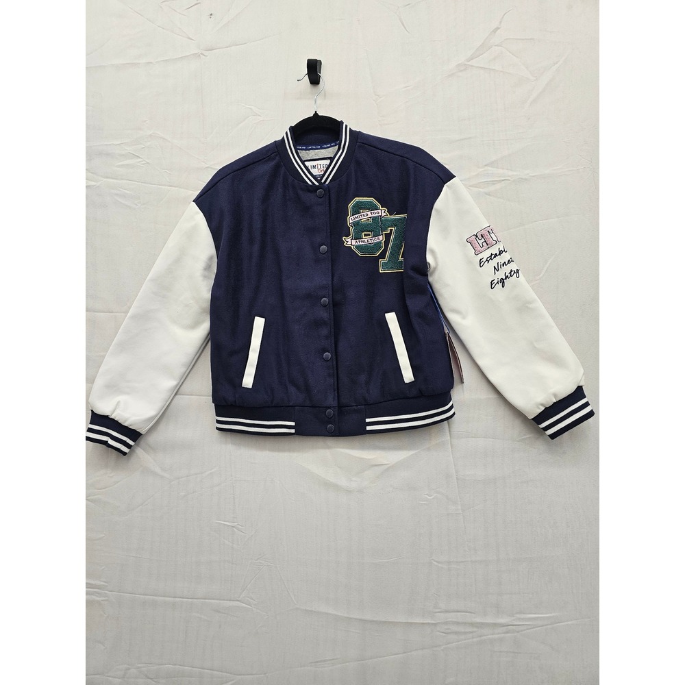 Limited Too Girls Varsity Bomber‎ Jacket Navy Cotton Blend Casual Size Large